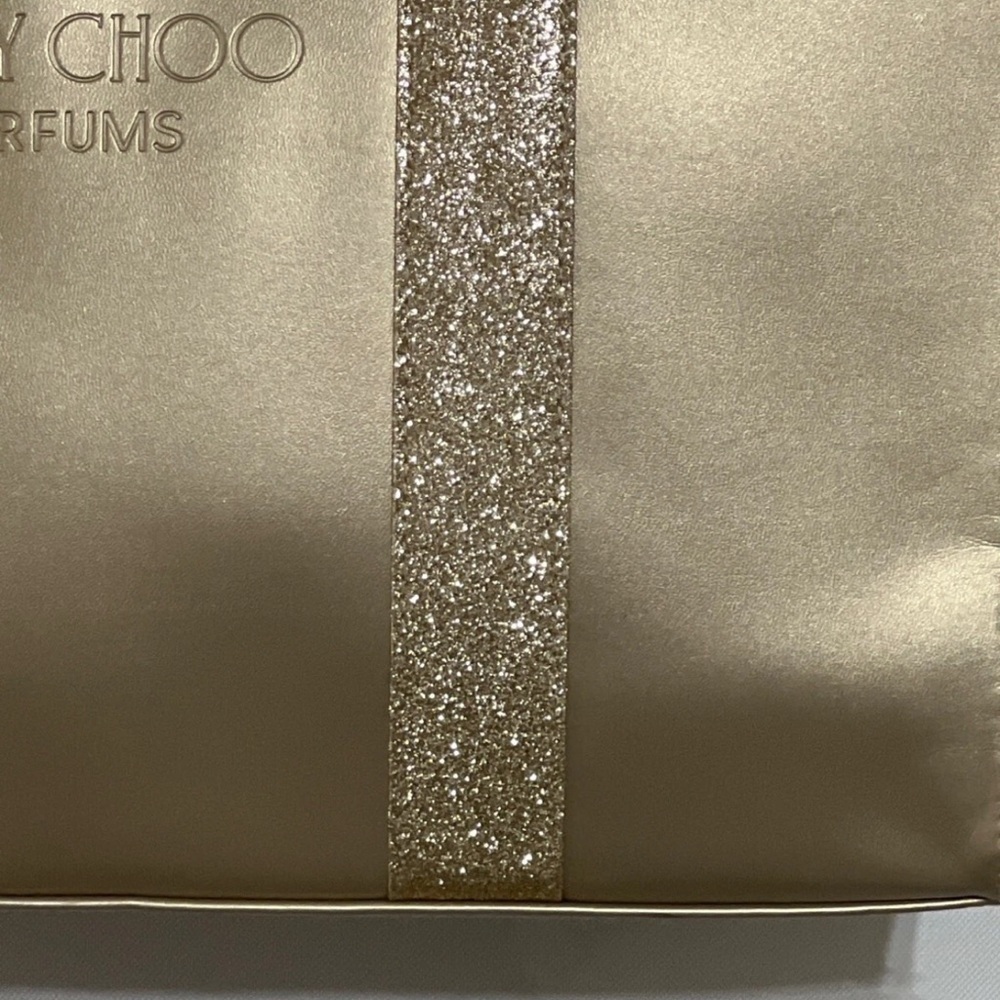 Jimmy Choo Parfums Gold Glitter Tote Bag W Sparkling Straps & Sleek Finish NWT - Picture 5 of 11